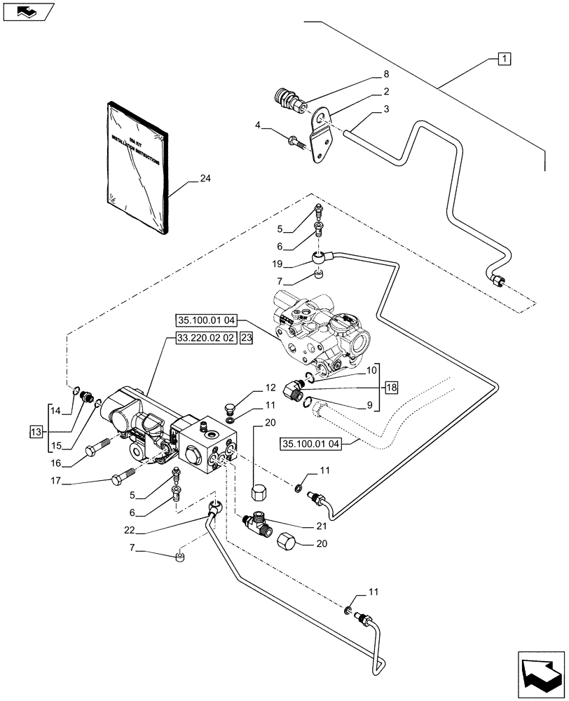 Схема запчастей Case IH PUMA 230 - (88.033.02[01]) - DIA KIT - HYDRAULIC TRAILER BRAKE (UNIVERSAL) (88) - ACCESSORIES
