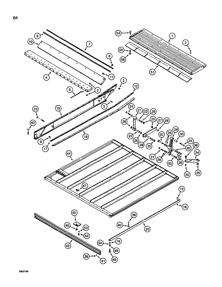 Схема запчастей Case IH 1660 - (064) - CHAFFER SIEVE, EXTENDED LENGTH CLEANING SYSTEM (74) - CLEANING