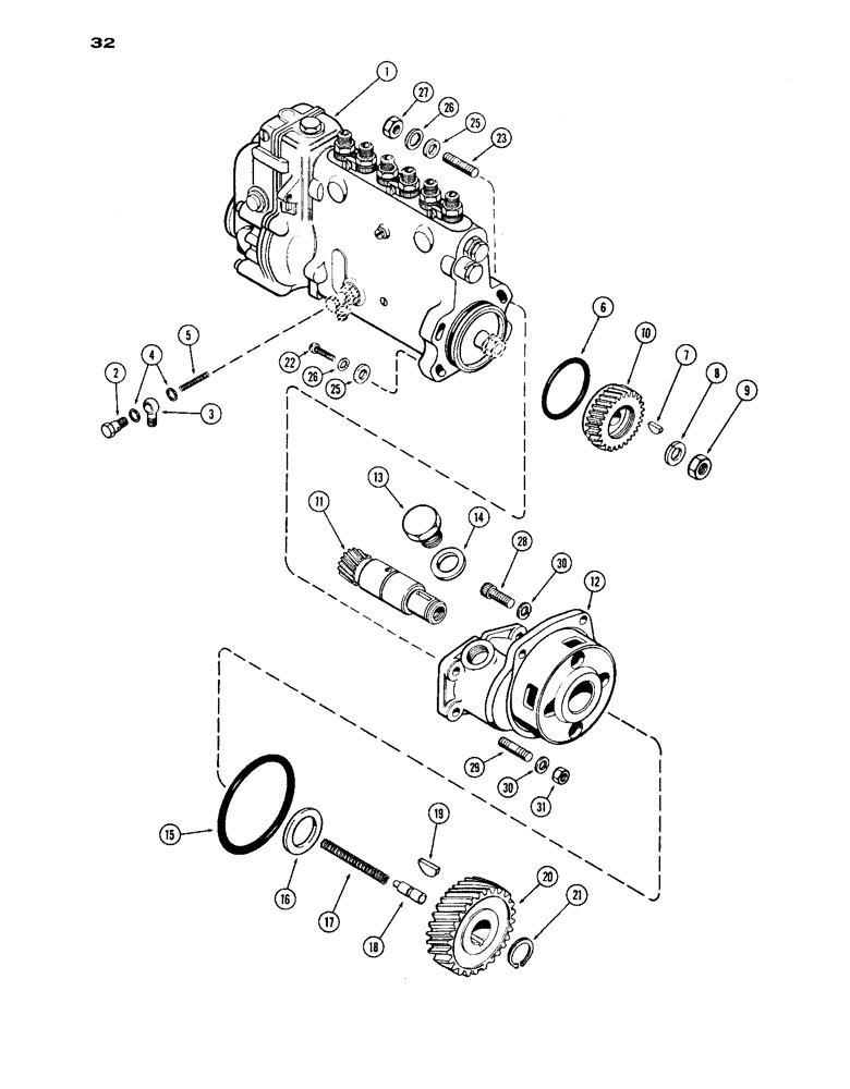 Схема запчастей Case IH 1030 - (032) - FUEL INJECTION PUMP AND DRIVE (03) - FUEL SYSTEM