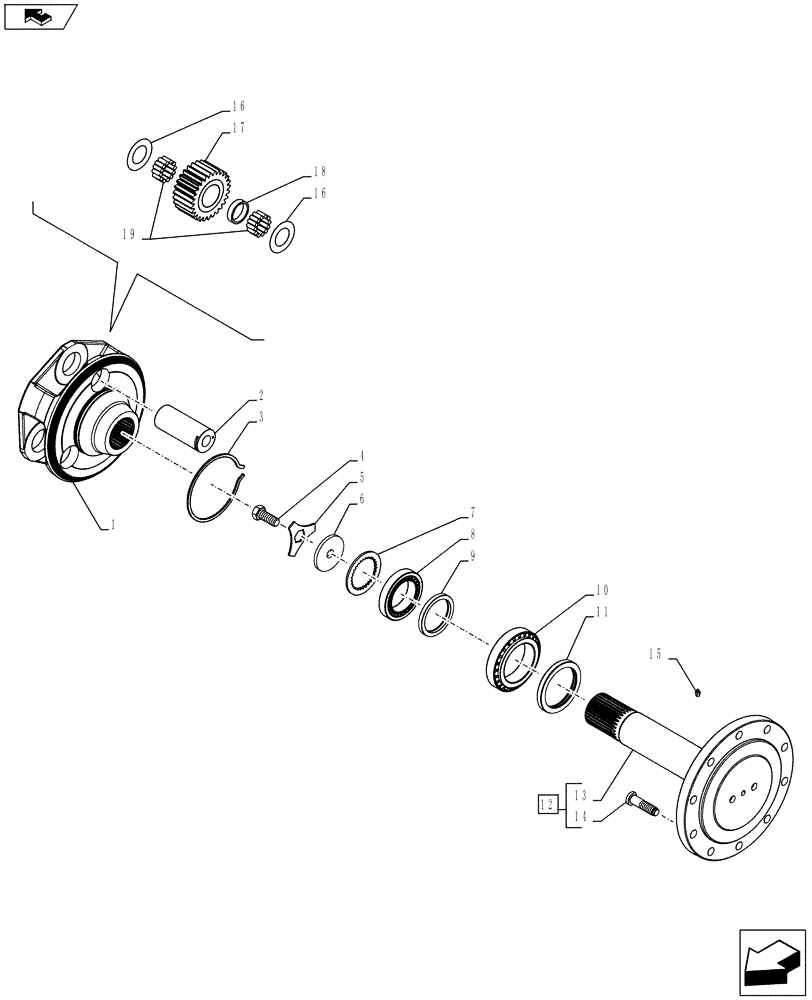 Схема запчастей Case IH PUMA 170 - (27.120.0305) - ABS SYSTEM - FINAL DRIVE - GEARS AND SHAFTS (VAR. 744430) (27) - REAR AXLE SYSTEM