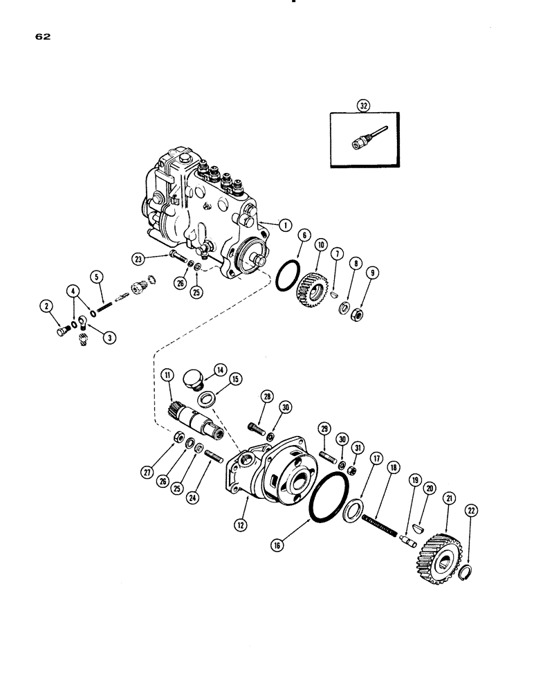 Схема запчастей Case IH 730 SERIES - (062) - FUEL INJECTION PUMP AND DRIVE, 267 AND 301 DIESEL ENGINES (03) - FUEL SYSTEM