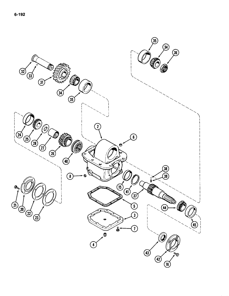 Схема запчастей Case IH 2094 - (6-192) - TRANSFER GEARBOX, CONSTANT LOCK, PRIOR TO TRANSMISSION SERIAL NO. 16239354, IF EQUIPPED (06) - POWER TRAIN