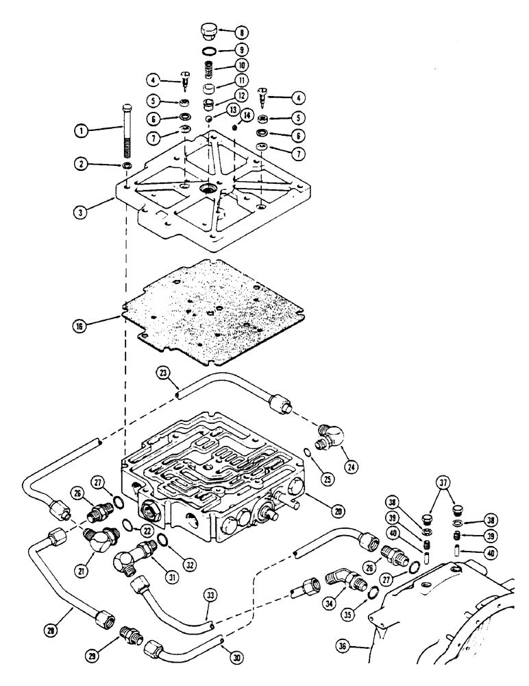 Схема запчастей Case IH 2670 - (282) - TRANSMISSION CONTROL VALVE AND LINES, WITH AND WITHOUT P.T.O. (08) - HYDRAULICS