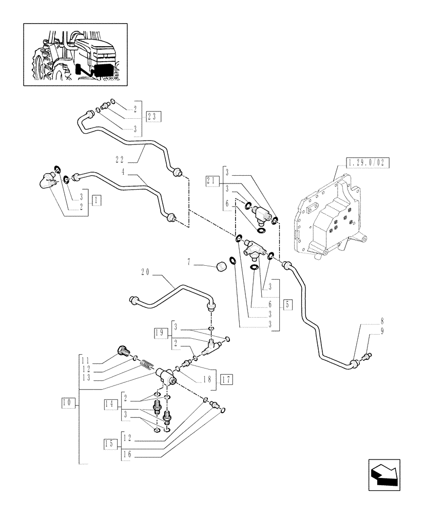 Схема запчастей Case IH MXU100 - (1.29.7/03[01]) - (VAR.350) CCLS FOR TRANSMISSION 16X16 - GEARBOX LUBRICATION PIPING (03) - TRANSMISSION