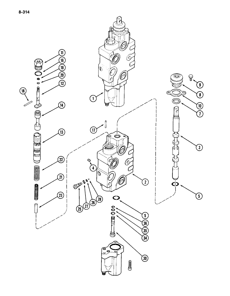 Схема запчастей Case IH 4994 - (8-314) - REMOTE VALVE BODY ASSEMBLY, TWO CIRCUIT AND ADD ON FOR THIRD AND FOURTH CIRCUIT WITHOUT LOAD CHECK (08) - HYDRAULICS