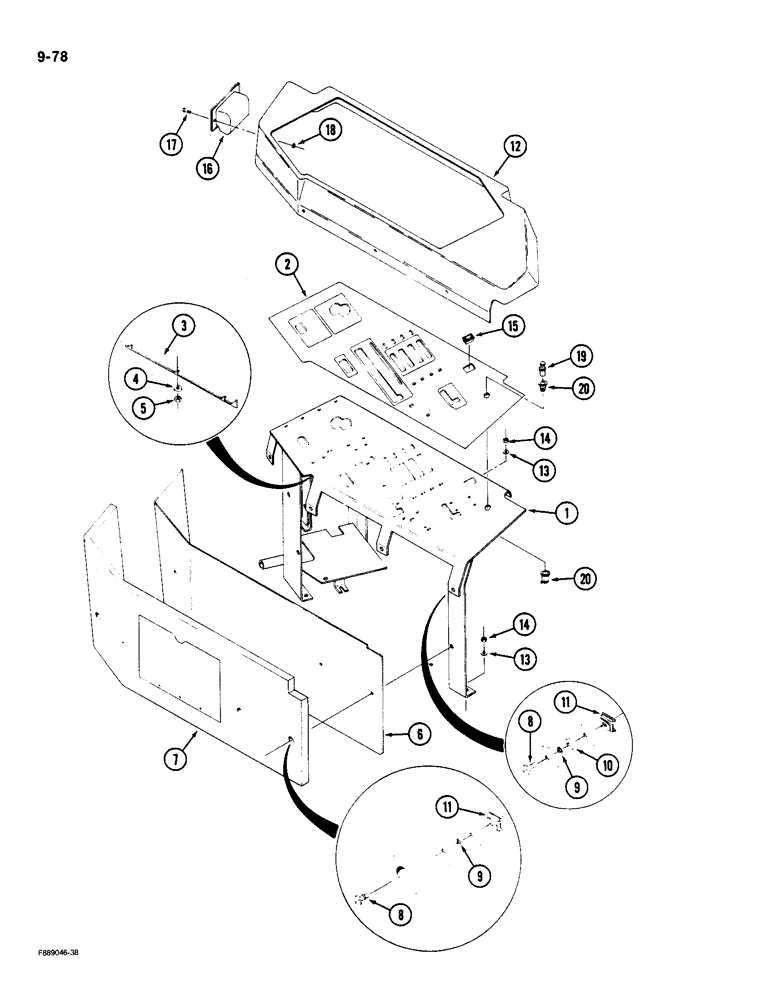 Схема запчастей Case IH 9180 - (9-078) - CONTROL CONSOLE CAB (09) - CHASSIS/ATTACHMENTS