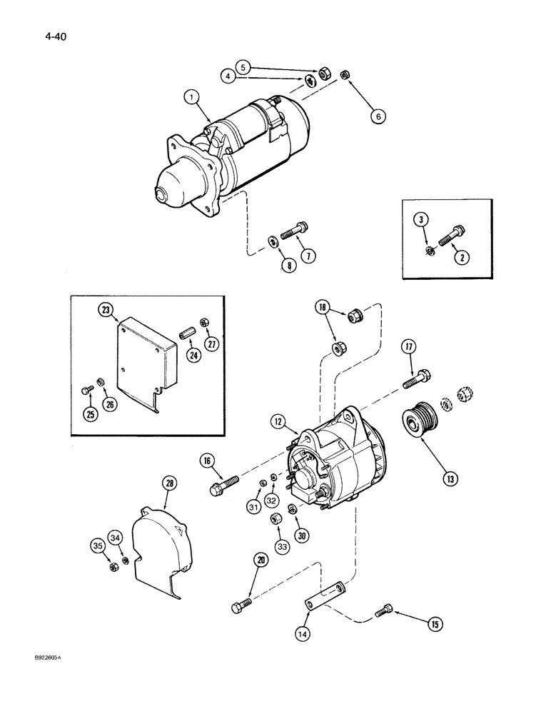 Схема запчастей Case IH 7140 - (4-040) - STARTER AND ALTERNATOR MOUNTING (04) - ELECTRICAL SYSTEMS