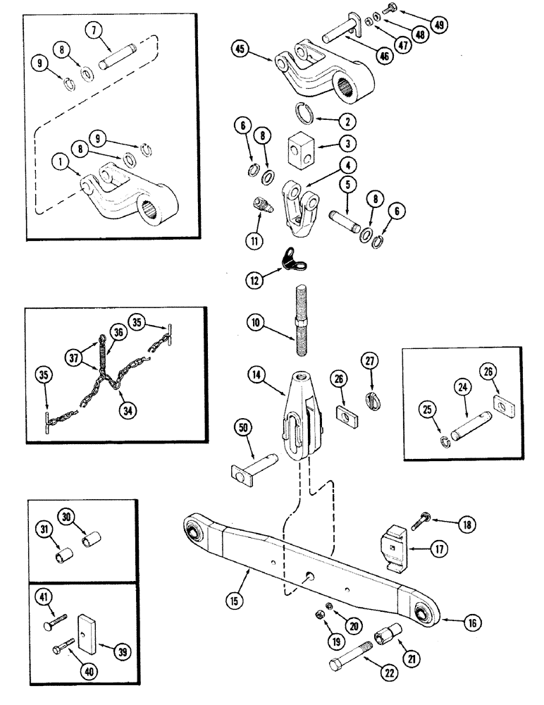 Схема запчастей Case IH 2594 - (9-004) - THREE POINT HITCH, LOWER LIFT LINKS AND DRAFT ARMS (09) - CHASSIS/ATTACHMENTS