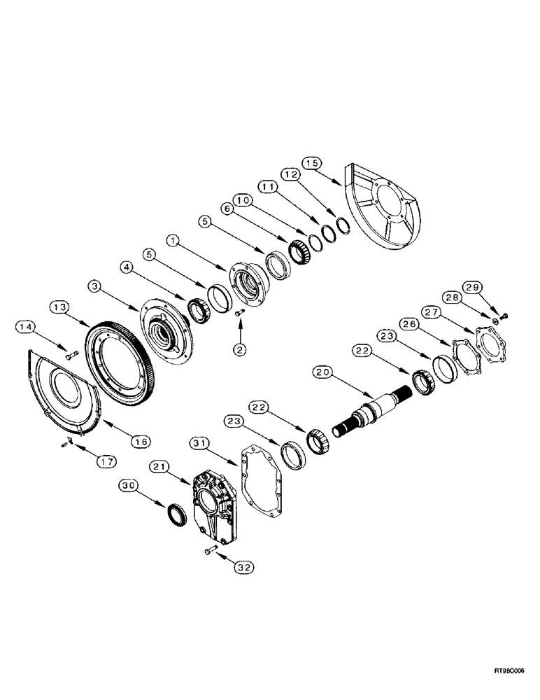 Схема запчастей Case IH MX240 - (6-116) - POWER TAKE-OFF ASSEMBLY, OUTPUT SHAFT, MX200, MX220, MX240, MX270, SINGLE SPEED (06) - POWER TRAIN