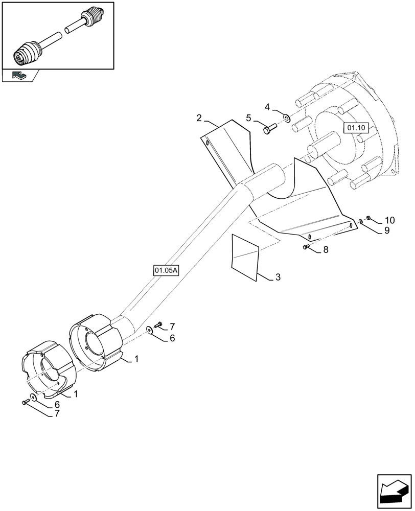 Схема запчастей Case IH LBX332S - (01.05[01]) - POWER TAKE-OFF, REAR (01) - POWER TAKE OFF