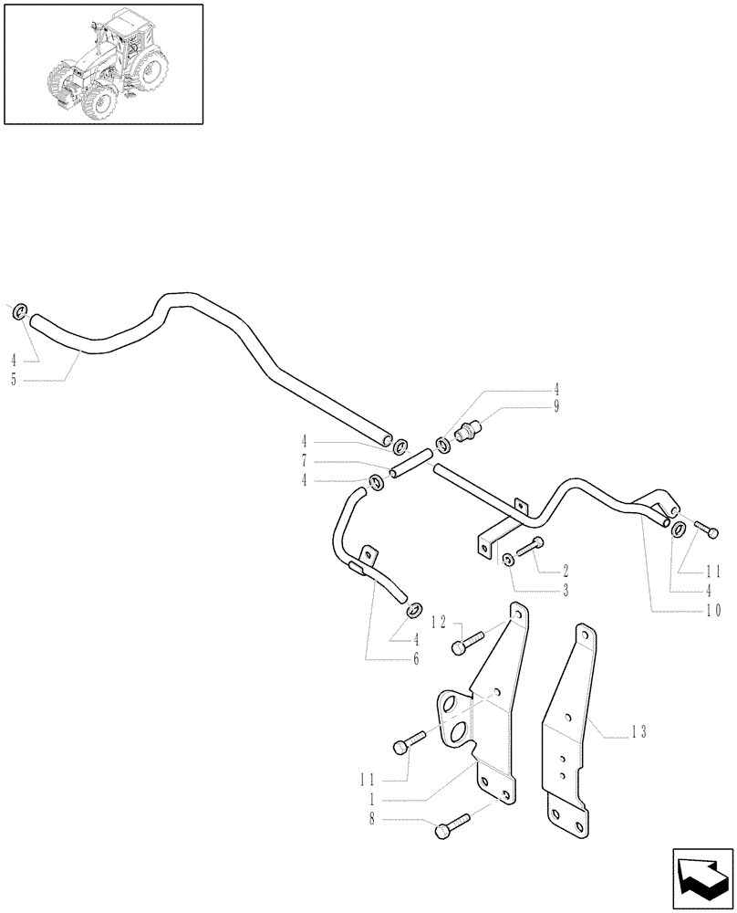 Схема запчастей Case IH MXU110 - (1.94.3/01[01]) - (VAR.053-056-545) AIR CONDITIONING SYSTEM PIPES (10) - OPERATORS PLATFORM/CAB