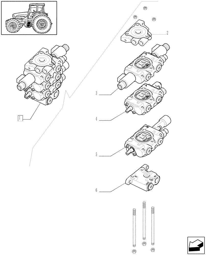 Схема запчастей Case IH MXU110 - (1.82.7/03B) - (VAR.633) 3 CONTROL VALVES WITH MECHANICAL JOYSTICK FOR LOADER (NA) - BREAKDOWN (07) - HYDRAULIC SYSTEM