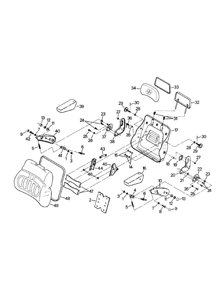 Схема запчастей Case IH KR-1225 - (01-21) - SEAT ASSEMBLY, BACK CUSHION AND ARMREST (10) - CAB