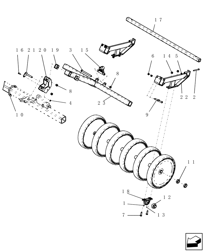 Схема запчастей Case IH ATX400 - (6.090.1) - GANG FRAME ASSEMBLY Packer Gang Assemblies and Frames