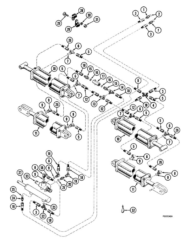 Схема запчастей Case IH 5800 - (8-16) - WING LIFT HYDRAULIC CIRCUIT, DOUBLE FOLD, 43 FOOT AND 45 (08) - HYDRAULICS