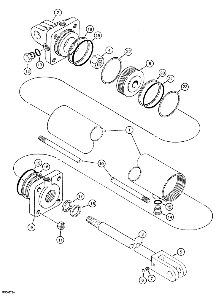 Схема запчастей Case IH 5700 - (8-048) - CYLINDER ASSEMBLY - 1272485C92, 4 ID X 8 INCH STROKE (08) - HYDRAULICS