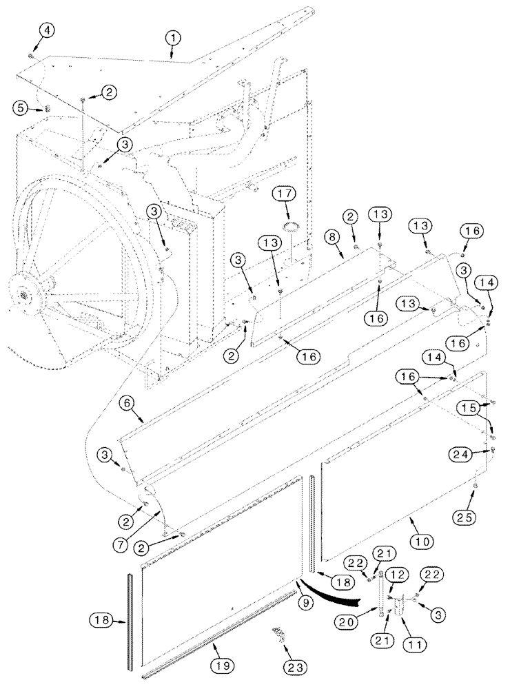 Схема запчастей Case IH 2388 - (02-13) - ROTARY AIR SCREEN CHUTE - RIGHT HAND SIDE - BSN JJC0267149 (01) - ENGINE