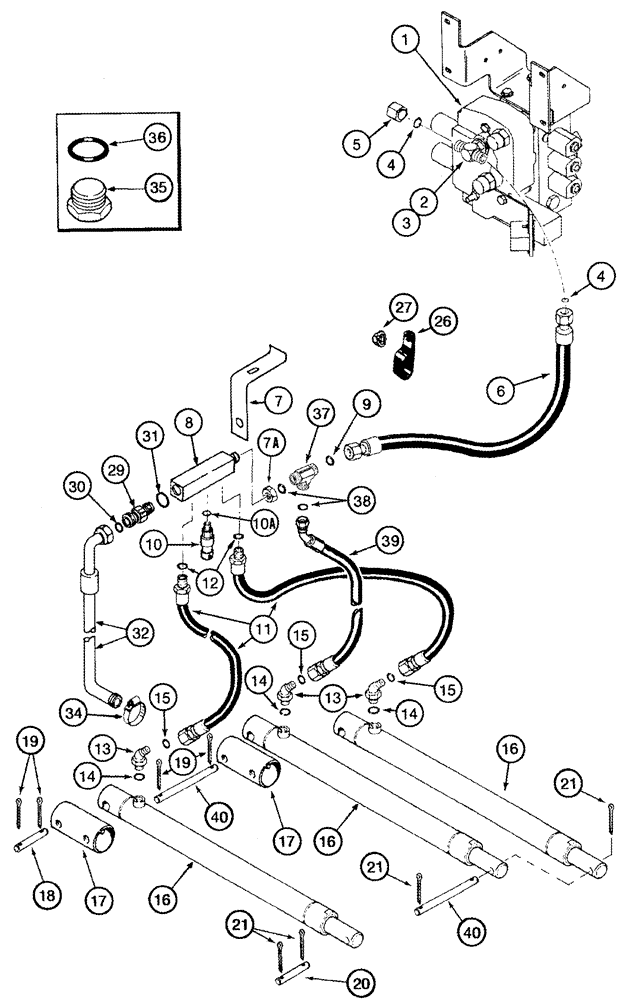 Схема запчастей Case IH 2388 - (08-11) - HYDRAULICS - HEADER LIFT (07) - HYDRAULICS