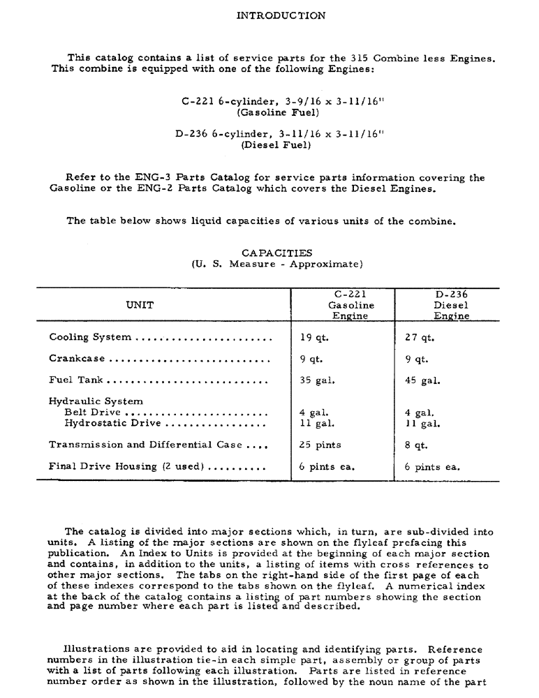 Схема запчастей Case IH 315 - (04) - INTRODUCTION, FLUID CAPACITIES (00) - GENERAL
