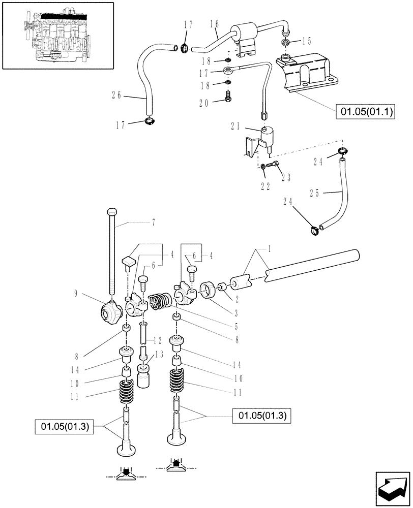 Схема запчастей Case IH WDX1902 - (01.05[01.2]) - VALVE DRIVE (01) - ENGINE