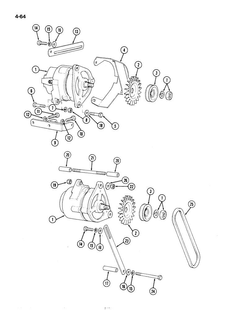 Схема запчастей Case IH 1194 - (4-64) - ALTERNATOR FITTINGS (04) - ELECTRICAL SYSTEMS