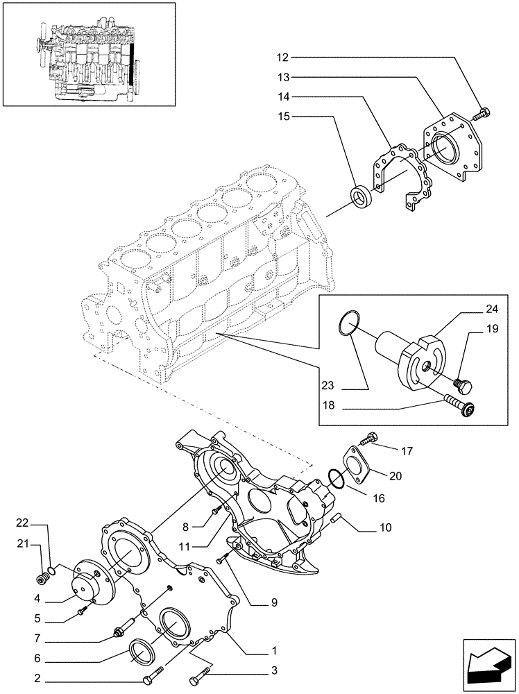 Схема запчастей Case IH WDX2302 - (01.04[01]) - ENGINE COVERS & GASKETS (01) - ENGINE