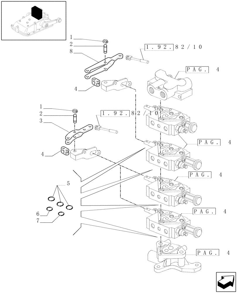 Схема запчастей Case IH JX1070C - (1.82.7/11[05]) - (VAR.165) 4 REMOTE VALVES FOR MDC - RINGS - D5484 (07) - HYDRAULIC SYSTEM