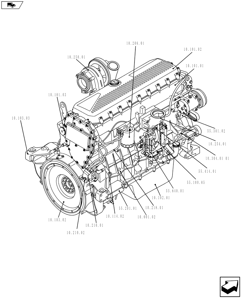 Схема запчастей Case IH F3BE0684N E918 - (10.000.01[02]) - PICTORIAL OVERVIEW 2/2 - ENGINE (5801464763) (10) - ENGINE