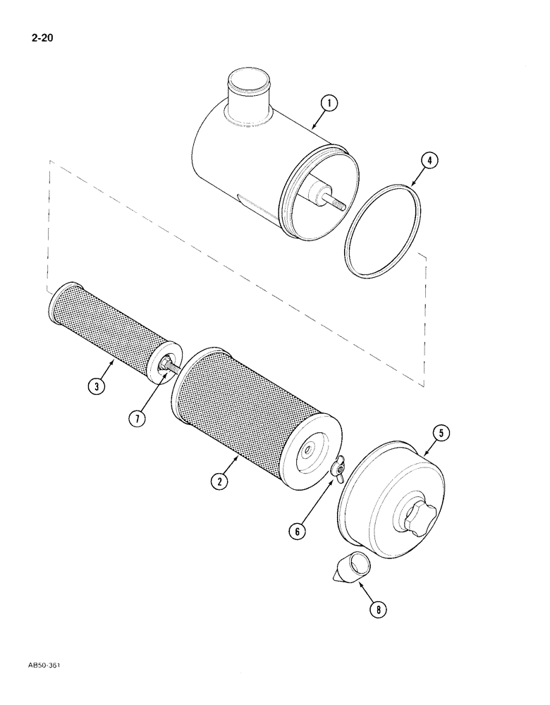 Схема запчастей Case IH 385 - (2-020) - AIR CLEANER, COOPERS WITH SAFETY ELEMENT (02) - ENGINE