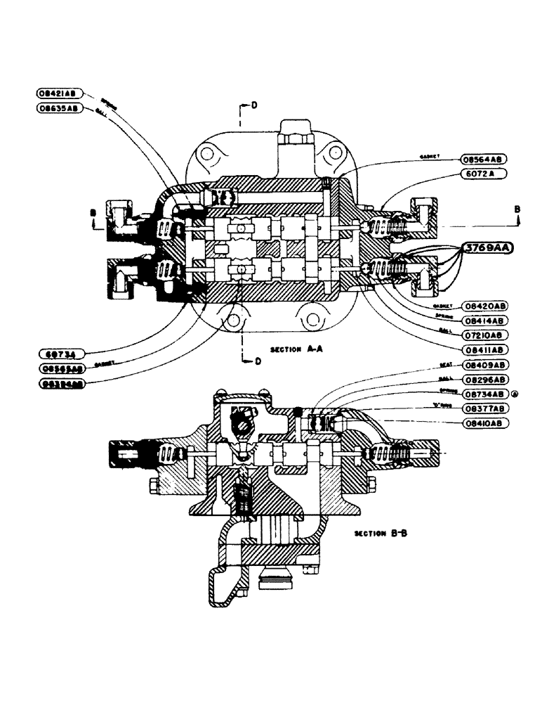 Схема запчастей Case IH SC-SERIES - (140) - HYDRAULIC SINGLE AND DUAL CONTROL UNIT, DUAL VALVE AND PUMP ASSEMBLY, SINGLE VALVE, S, SC, SO (08) - HYDRAULICS