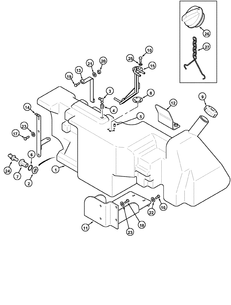 Схема запчастей Case IH MX100 - (03-08) - FUEL TANK MOUNTINGS (03) - FUEL SYSTEM