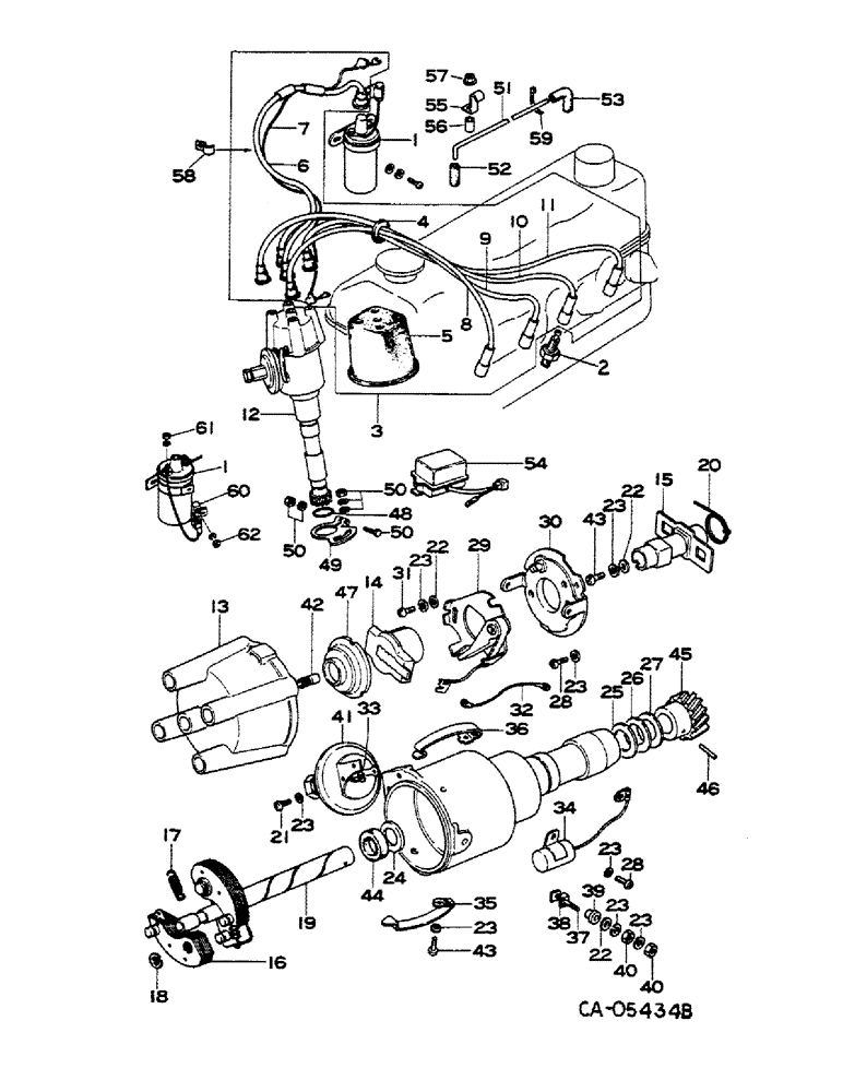 Схема запчастей Case IH 284 - (12-28) - POWER, GASOLINE ENGINE, MAZDA, DISTRIBUTOR AND CONNECTIONS Power