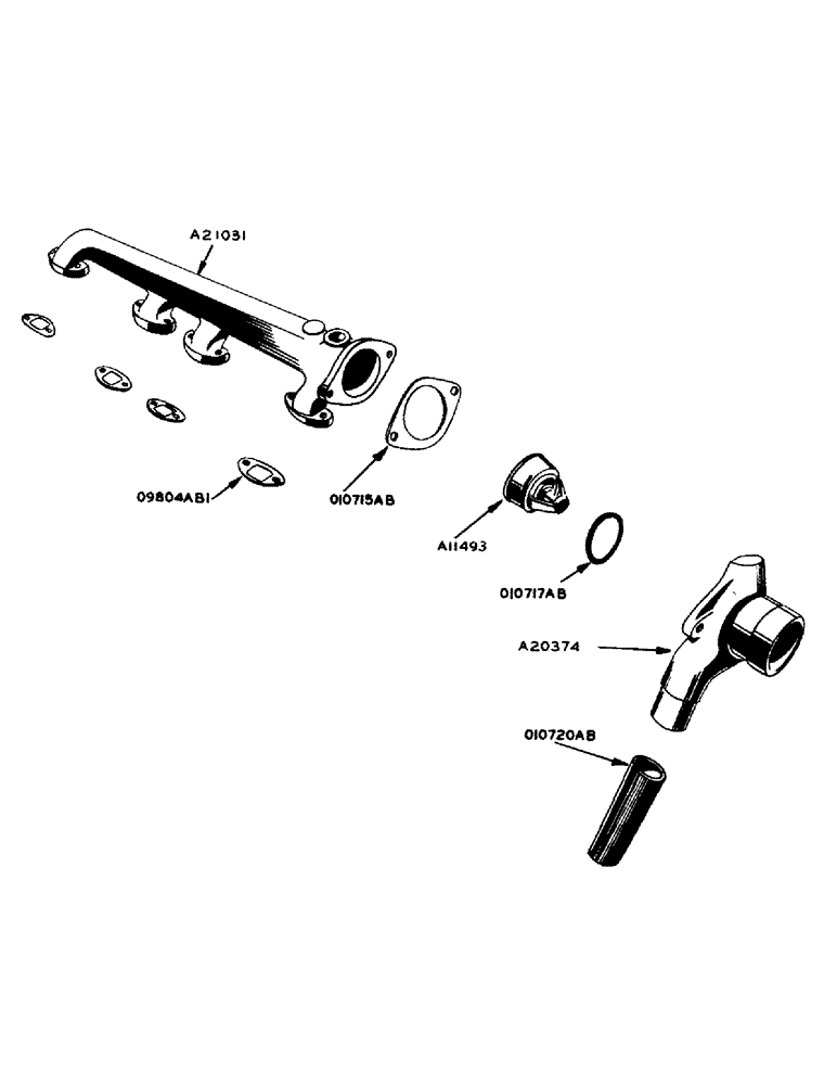 Схема запчастей Case IH 800 - (187) - THERMOSTAT AND WATER MANIFOLD (10) - ENGINE