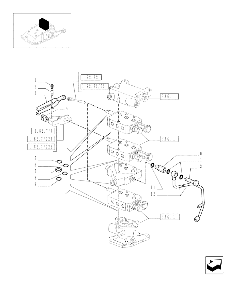 Схема запчастей Case IH JX1075N - (1.82.7/05[04]) - (VAR.419/1) 3 REMOTE VALVES FOR ELECTRONIC LIFTER W/HYD. DIVIDER - PIPES AND RINGS - C5484 (07) - HYDRAULIC SYSTEM