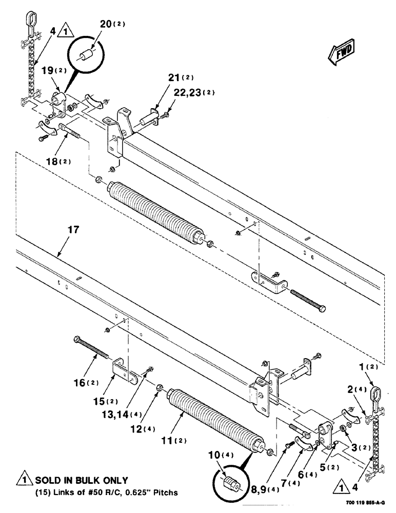 Схема запчастей Case IH 8840 - (5-10) - HAY CONDITIONER SPRING ASSEMBLY (STANDARD SPRING), (S.N. CFH0032227 THRU CFH0032660) (58) - ATTACHMENTS/HEADERS