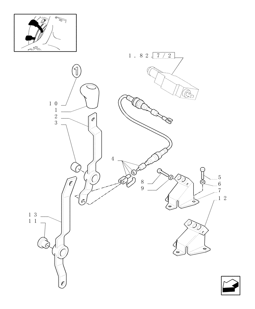 Схема запчастей Case IH JX1070C - (1.92.82/01) - (VAR.025) 1 REMOTE VALVE FOR MID-MOUNT AND MDC - LEVER AND KNOB (10) - OPERATORS PLATFORM/CAB