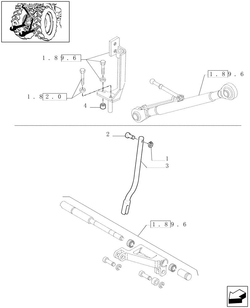 Схема запчастей Case IH JX1070C - (1.89.6/01) - (VAR.126-127) ELECTRONIC LIFT - ROD (09) - IMPLEMENT LIFT