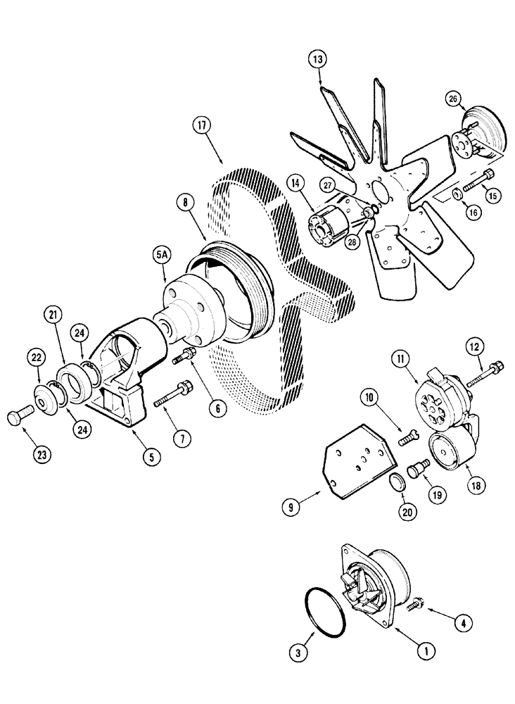 Схема запчастей Case IH MX110 - (02-16) - WATER PUMP AND FAN (02) - ENGINE