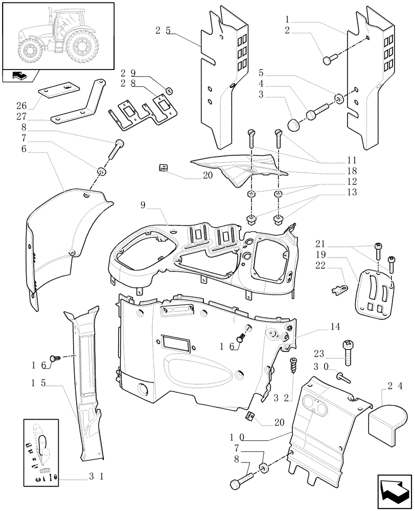 Схема запчастей Case IH PUMA 125 - (1.93.0[02A]) - CONTROLS COVER - D6514 (10) - OPERATORS PLATFORM/CAB