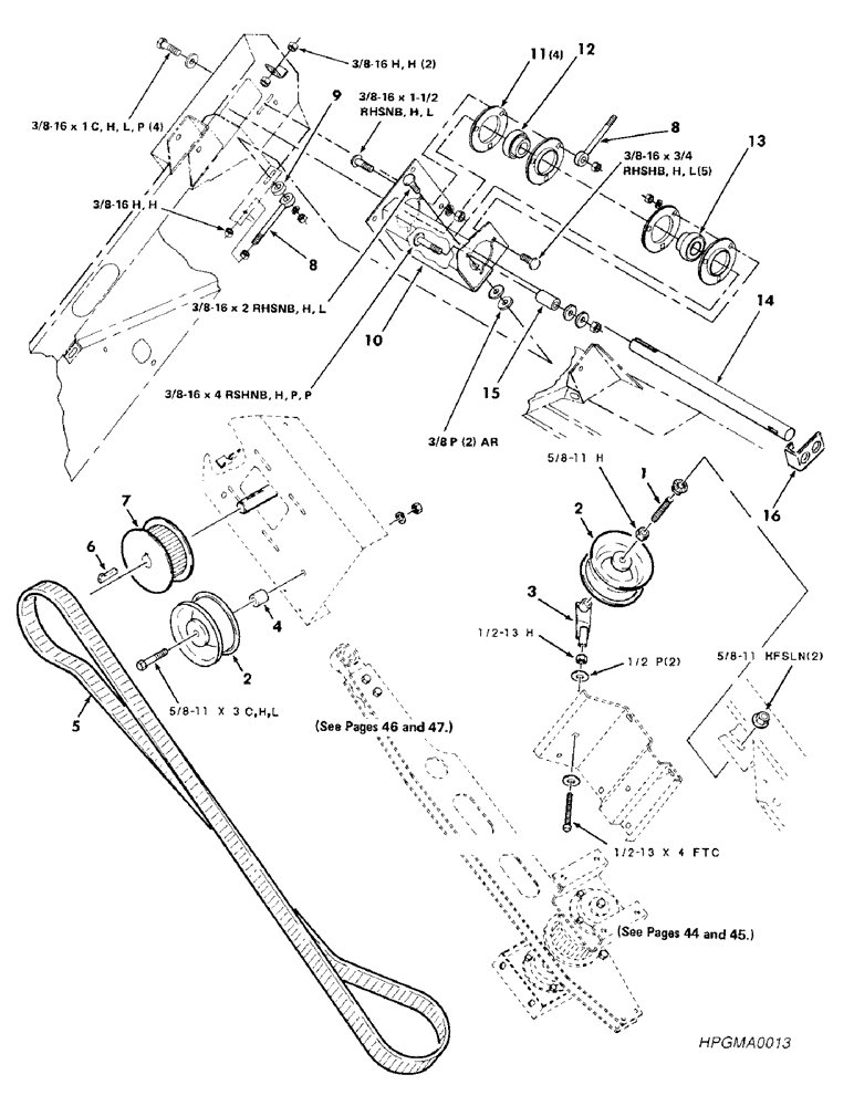 Схема запчастей Case IH 8830 - (36) - SICKLE DRIVE, RIGHT, 15 AND 18 FOOT (58) - ATTACHMENTS/HEADERS