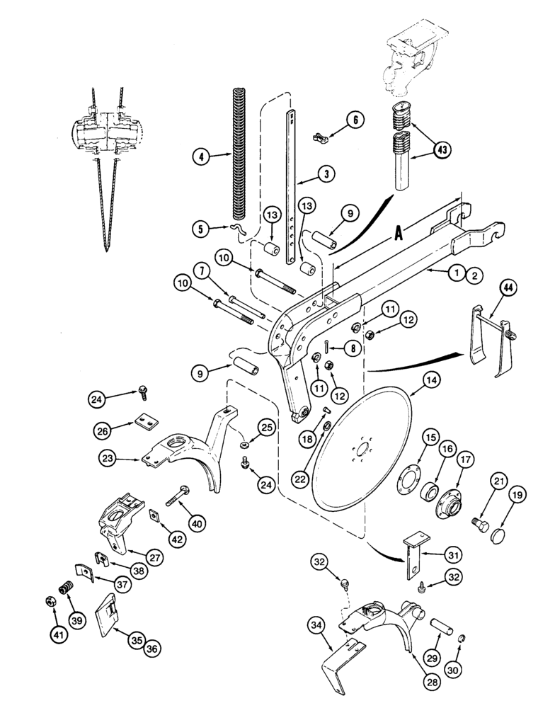 Схема запчастей Case IH 5500 - (9-38) - DOUBLE DISC FURROW OPENER, CONVENTIONAL (09) - CHASSIS