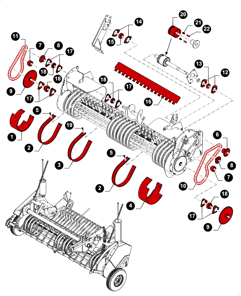 Схема запчастей Case IH RB464 - (00.00RB208) - MAINTENANCE PARTS, 1.8 M WIDE PICK-UP UNIT WITH ROTOR (00) - GENERAL