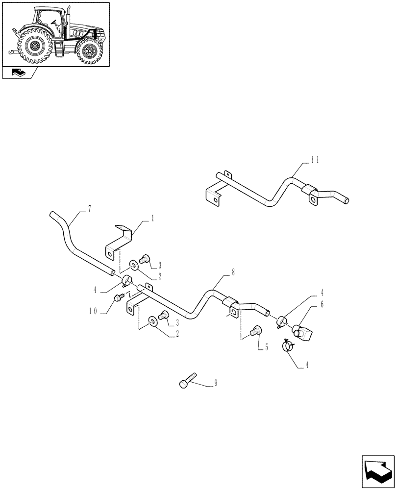 Схема запчастей Case IH PUMA 225 - (1.94.3[03]) - HEATING SYSTEM PIPES (10) - OPERATORS PLATFORM/CAB