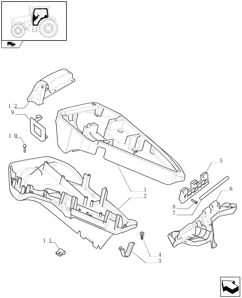 Схема запчастей Case IH PUMA 195 - (1.97.0[01]) - ARMREST CONTROL UNIT - COVERS (10) - OPERATORS PLATFORM/CAB