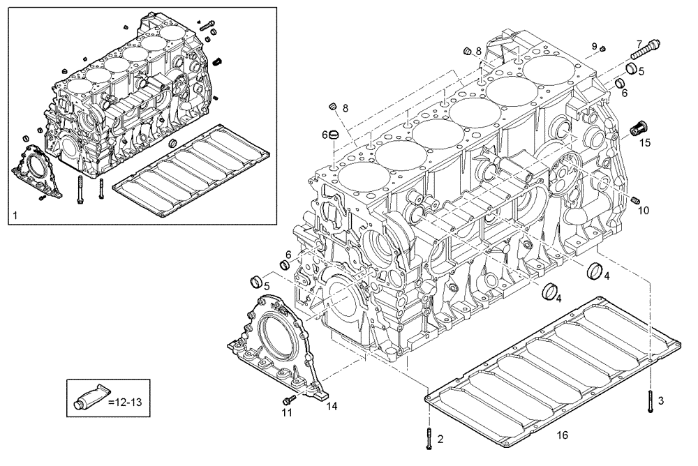 Схема запчастей Case IH F2CE9684D E013 - (0401.015) - CRANKCASE 