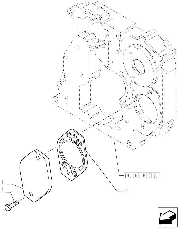 Схема запчастей Case IH P140 - (10.102.05) - COVER, POWER TAKE OFF (10) - ENGINE