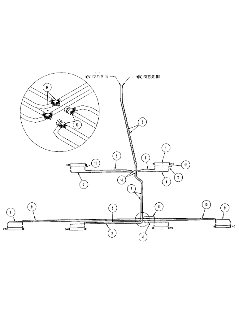 Схема запчастей Case IH CONCORD - (B86) - HYDRAULICS, WING LIFT, 5 SECTION, 6 CYLINDER 