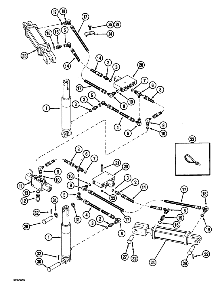 Схема запчастей Case IH 900 - (8-016) - ROW MARKER HYDRAULIC SYSTEM, CYCLO AIR HORIZONTAL FOLDING, ALL ROW SIZES (08) - HYDRAULICS