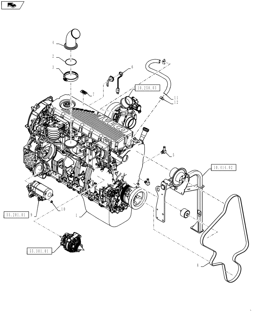 Схема запчастей Case IH TITAN 3530 - (10.001.03) - ENGINE ASSEMBLY (10) - ENGINE