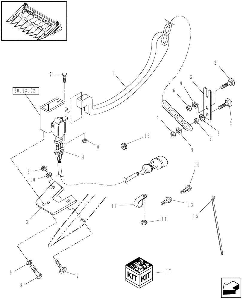 Схема запчастей Case IH 3408-30 - (20.18.01) - AUTO HEADER HEIGHT CONTROL (88) - ACCESSORIES